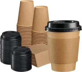 zestaw-kawa-na-wynos-kubki-papierowe-kraft-wieczka-opaski-300ml-50