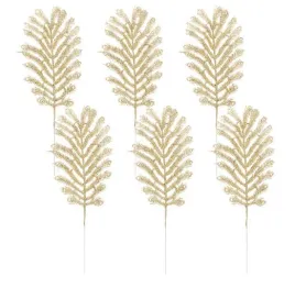 zlota-galazka-swiateczna-lisc-brokatowa-6szt