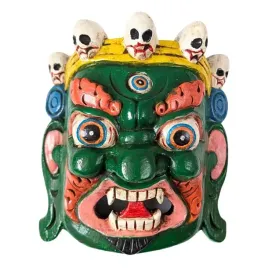 drewniana-maska-mahakala-w-kolorze-zielonym-rekodzielo-18-cm