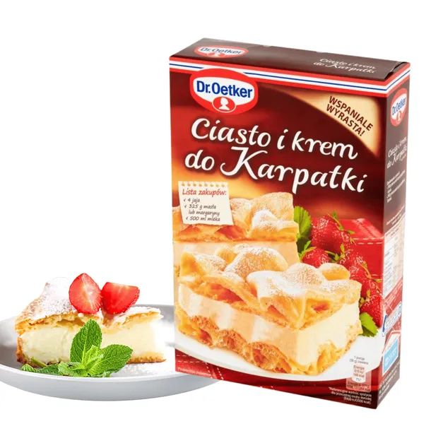 Dr Oetker Ciasto I Krem Do Karpatki Klasyczny Smak Karpatka 380g dr-oetker-ciasto-i-krem-do-karpatki-klasyczny-smak-karpatka-380g