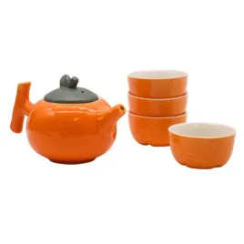 zestaw-do-herbaty-czajnik-i-czarki-ceramiczny-pomaranczowy-prezent-5-elem