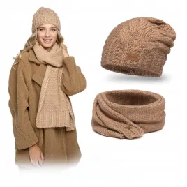 brazowy-komplet-damski-czapka-smerfetka-i-szalik-z-welny-merino