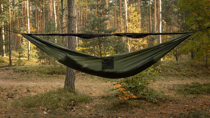 Hamak TigerWood Ważka V2 Zielony z Moskitierą Long 350 cm Double Zip