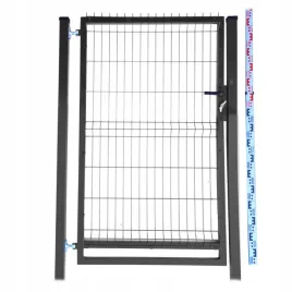furtka-160cm-czarna-panelowa-dwa-slupki-ral9005-ogrodzeniowa-163cm