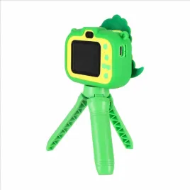 zielony-dinozaur-na-statywie-aparat