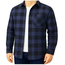 koszula-flanelowa-bawelniana-robocza-dlugi-rekaw-granatowa-polska