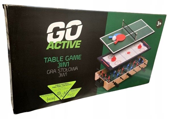 GO ACTIVE Zestaw gier stołowych 3 w 1 PIŁKARZYKI PING PONG CYMBERGAJ 122