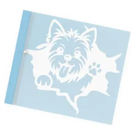 naklejka-pies-w-aucie-yorkshire-terrier-pies-wychodzi-z-dziury-lapa