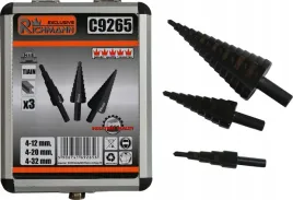 richmann-zestaw-wiertla-stopniowe-stozkowe-hss-do-metalu-4-32mm-3sztuk