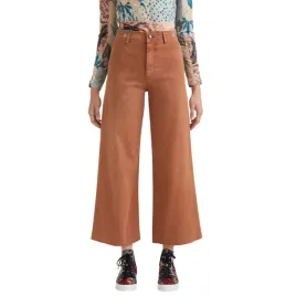 spodnie-damskie-desigual-noak-brazowe-szerokie