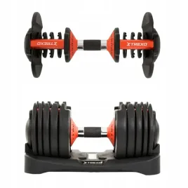 hantel-regulowany-do-cwiczen-xtrexo-ciezarki-24kg-gumowane-zeliwne