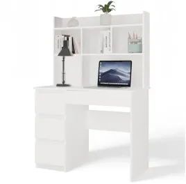 biurko-98cm-biale-mat-z-nadstawka-polki-4-szuflady-regal-lewe-komputerowe