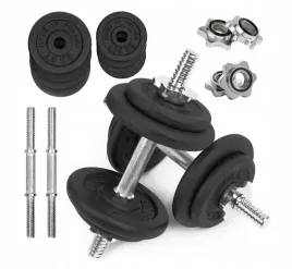 hantle-zeliwne-regulowane-2x10kg-gryfy-talerze-zestaw-do-treningu-20kg