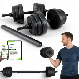 2x10kg-hantle-20kg-bitumiczne-regulowane-z-lacznikiem-zestaw-do