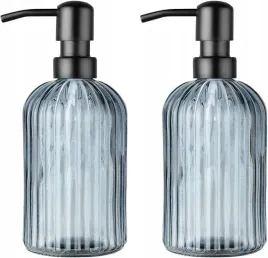 dozownik-na-mydlo-mydelniczka-szklana-400ml-z-pompka-ze-stali-2szt