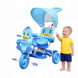 rowerek-trojkolowy-dla-dzieci-kaczka-z-dzwiekami-daszek-barierka