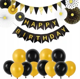 dekoracje-urodzinowe-happy-birthday-zestaw-czarno-zlote