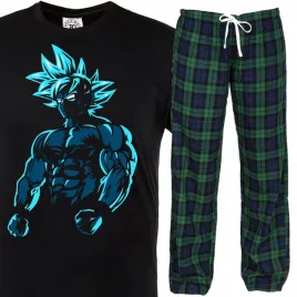 pizama-meska-bawelniana-dragon-ball-t-shirt-z-nadrukiem-spodnie-w-krate