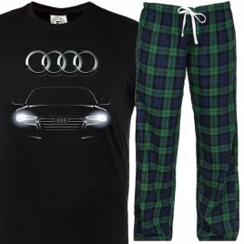 pizama-meska-bawelniana-audi-t-shirt-z-nadrukiem-spodnie-w-krate