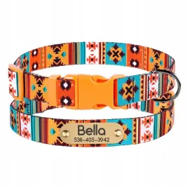 wzorzysta-obroza-dla-psa-pomarancz-rozmiar-m