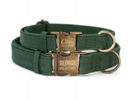 grawerowana-obroza-dla-psa-skorzana-z-metalowa-klamra-zielony-kolor