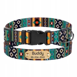 wzorzysta-obroza-dla-psa-zielony-rozmiar-m