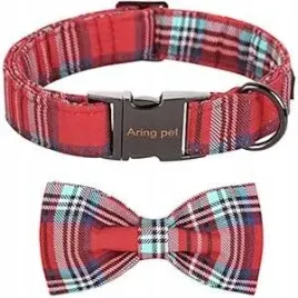 obroza-materialowa-dla-psa-z-kokarda-rozmiar-m-regulowana-w-szachownice