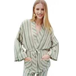 narzutka-damska-zara-kimono-bezowe-w-paski-zielone