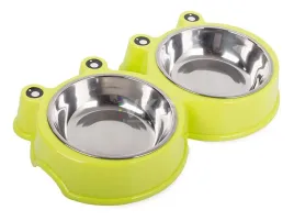 miska-podwojna-dla-psa-kota-metalowa-03l-x-2-kolor-zielony