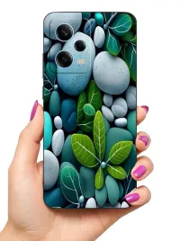 etui-case-do-xiaomi-redmi-note-12-pro-5g-kamienie-liscie-wzorki