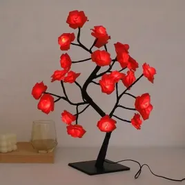 lampka-led-drzewko-drzewo-czerwona-roza-czerwone-roze-prezent-dzien-kobiet