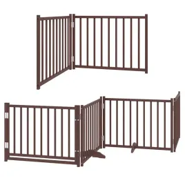 skladana-bramka-dla-psa-z-drzwiami-10-paneli-brazowa-800-cm