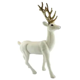 renifer-welurowy-ecru-duzy-ze-zlotym-porozem-32x12x45cm
