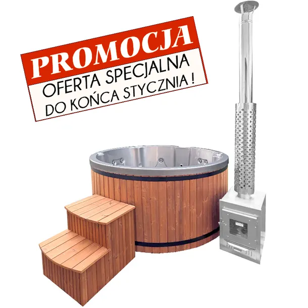 Spa ogrodowe Balia 200cm 6 os 10dysz akryl Szara perła Piec na drewno