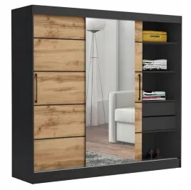 szafa-garderoba-chelsea-200-przesuwna-4-szuflady-czarna-nowoczesna