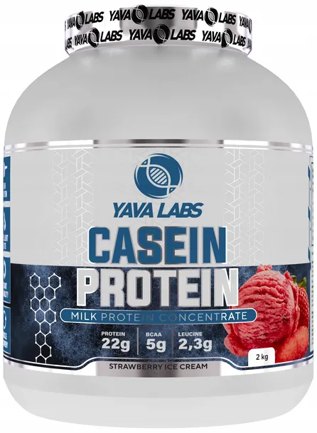 Yava Labs Białko Kazeinowe Protein Casein 2kg - lody truskawkowe