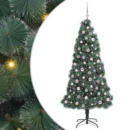 sztuczna-oswietlona-choinka-z-zestawem-bombek-zielony-210-cm