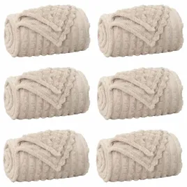 koce-narzutowe-6-pcs-bezowy-150-x-130-cm-polar