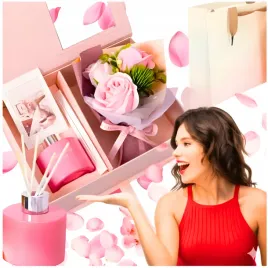 zestaw-prezentowy-na-walentynki-roze-mydlane-dyfuzor-zapachow-rozowy