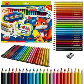 grube-kredki-bambino-w-drewnie-24-kolory-zlota-srebrna-temperowka-gratis