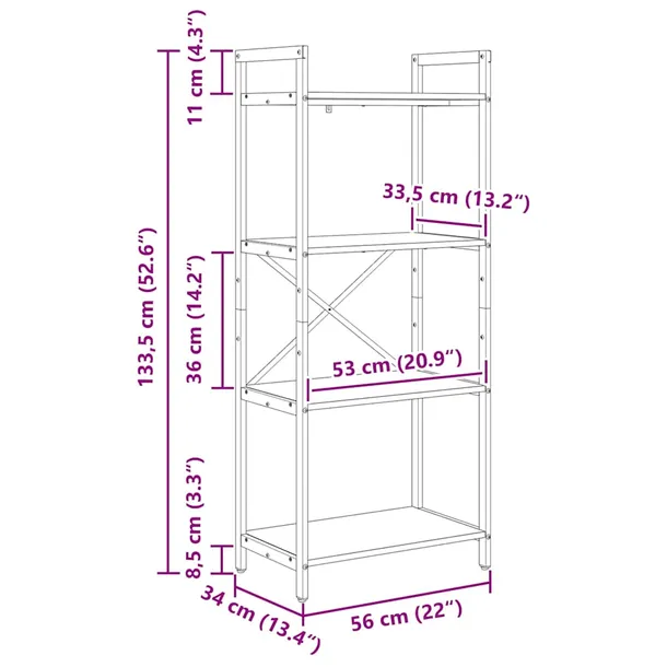 polka-na-ksiazki-czarny-dab-56-x-34-x-1335-cm-stan-nowy-liczba-sztuk-4-szt