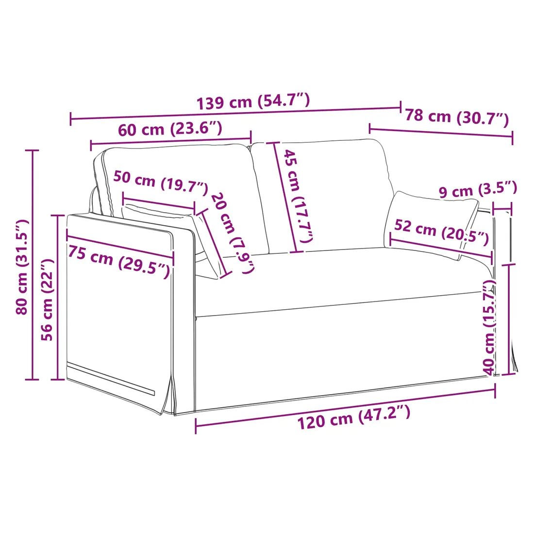 sofa-120cm-niebieski-metal-stan-nowy