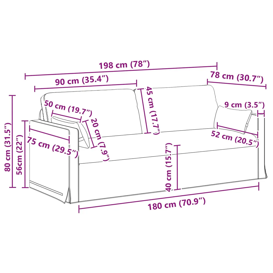 sofa-180cm-czarny-metal-stan-nowy