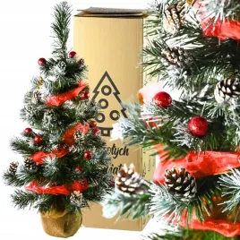 choinka-sztuczna-osniezona-65-cm-juta-bombki-drzewko-swiateczne-z-ozdobami