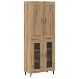 highboard-2-pcs-dab-rzemieslniczy-drewno-inzynieryjne-i-szklo