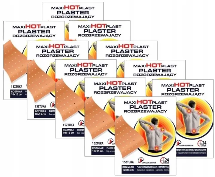 MaxiPlast plaster rozgrzewający z kapsaicyną 10x15 cm 10 sztuk