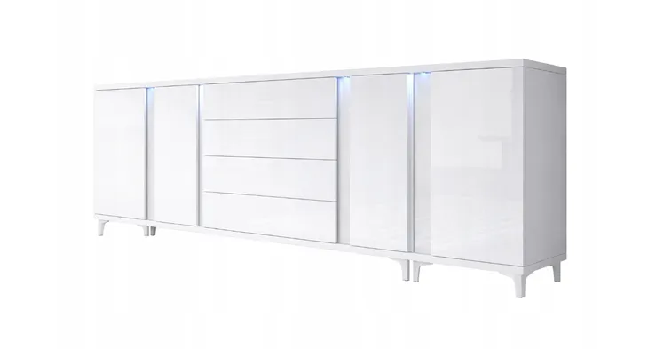 Duża Komoda Biały Połysk 284cm MAROKO + LED