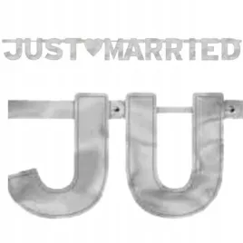 baner-slubny-just-married-srebrny-wesele-129cm-11cm