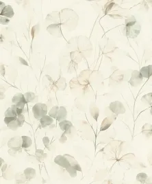 tapeta-skandynawska-delikatne-liscie-kwiaty-namalowane-na-tkaninie-winylowa