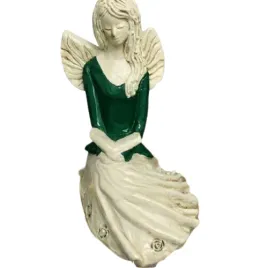 figurka-aniol-siedzacy-z-ksiazka-17cm-zielony-hand-made
